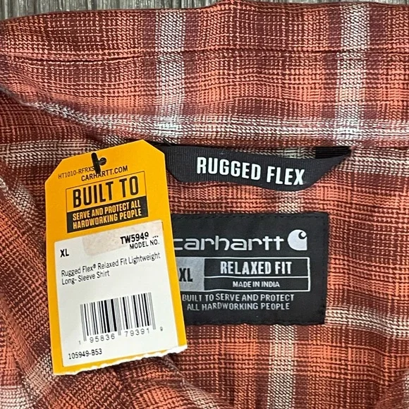 New Carhartt Mens Rugged Flex Relaxed Lightweight Flannel Long Sleeve Shirt XL - Picture 4 of 7
